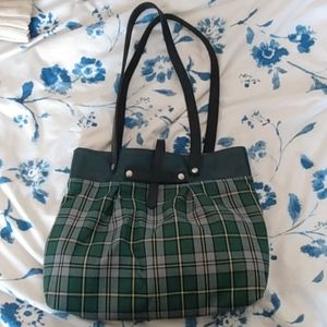Green tartan handbag